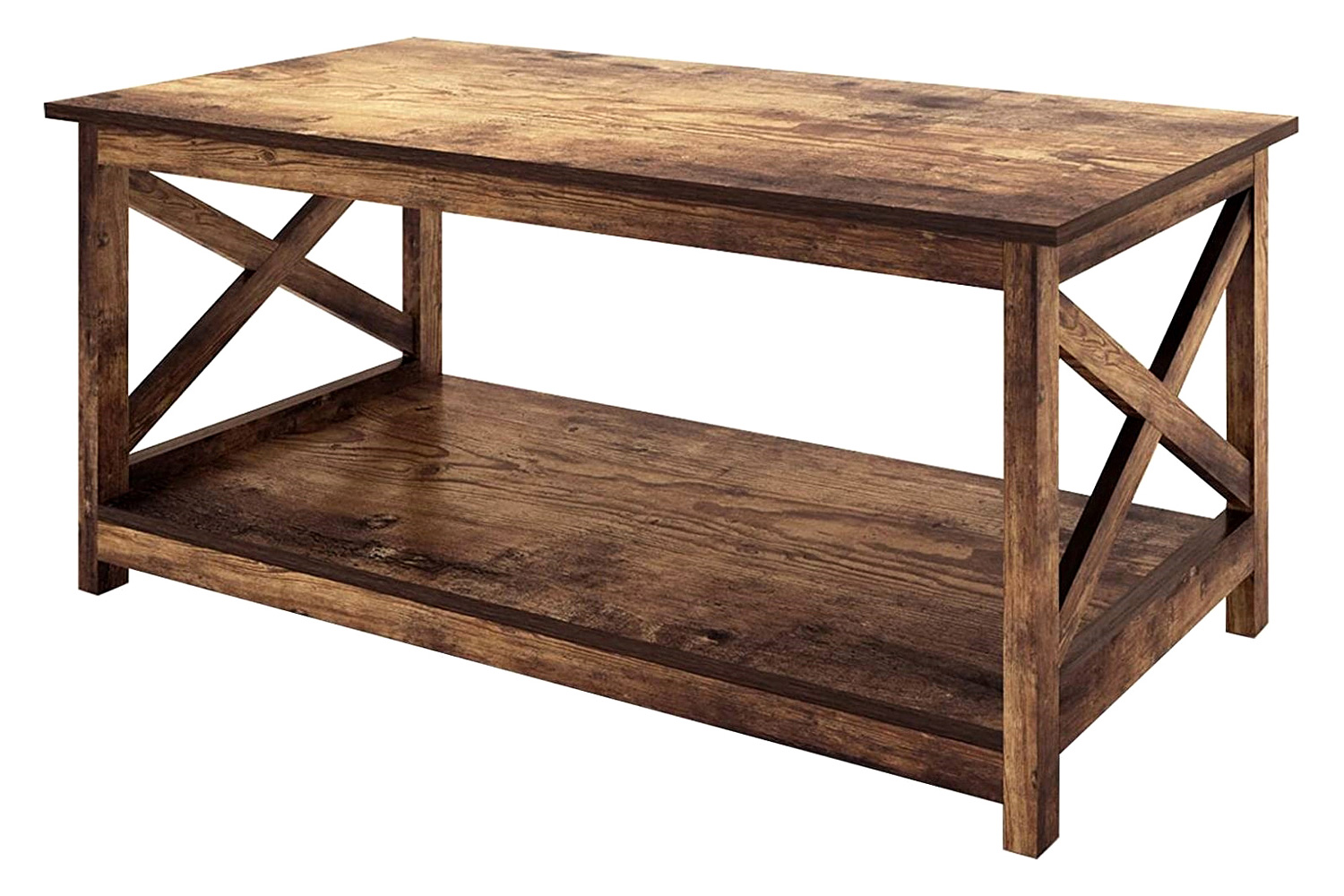 FaFurn - Contemporary 2-Tier Farmhouse Coffee Table