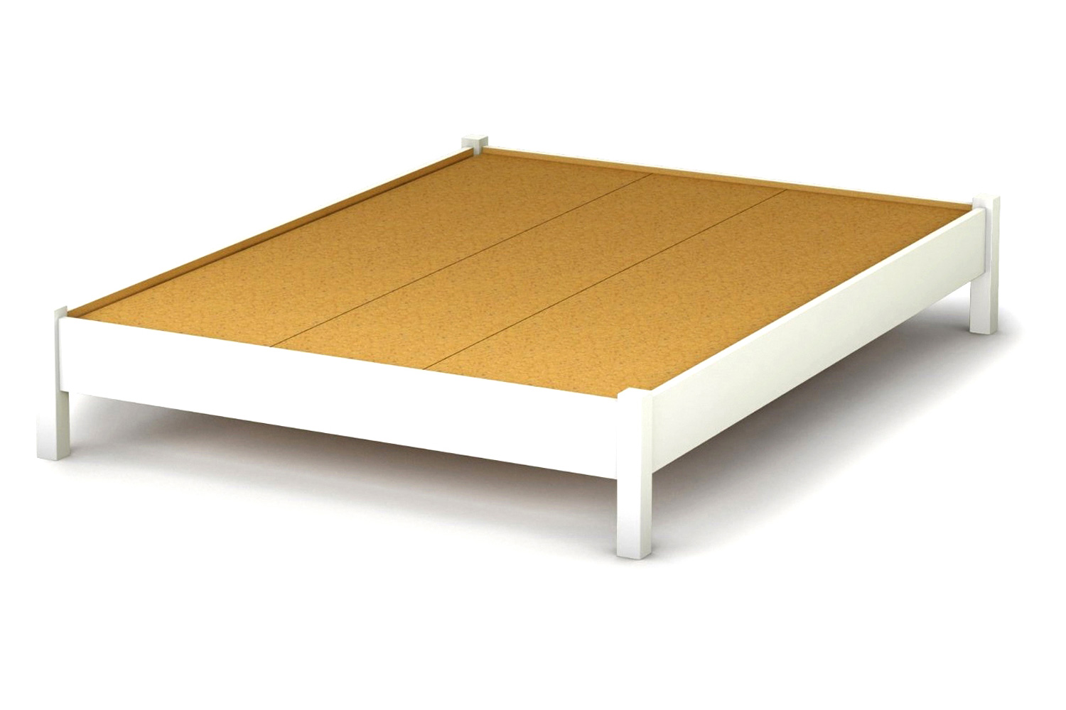 FaFurn - Full Size Simple Platform Bed in White Finish Modern Design