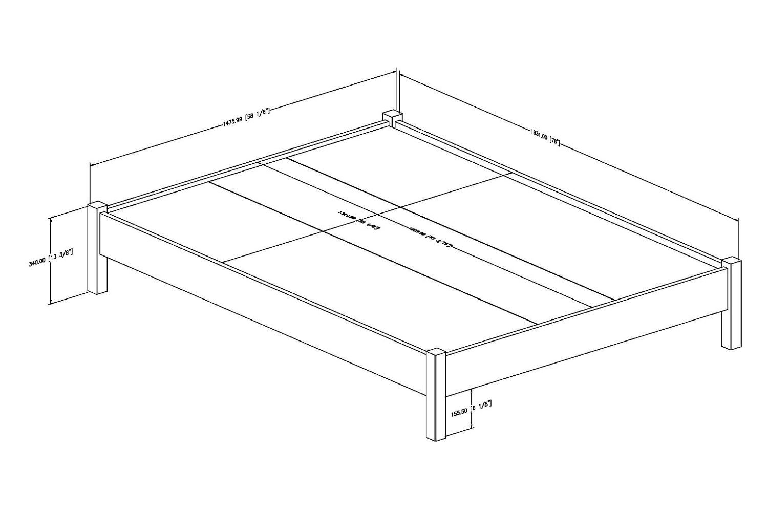 FaFurn - Full Size Simple Platform Bed in White Finish Modern Design