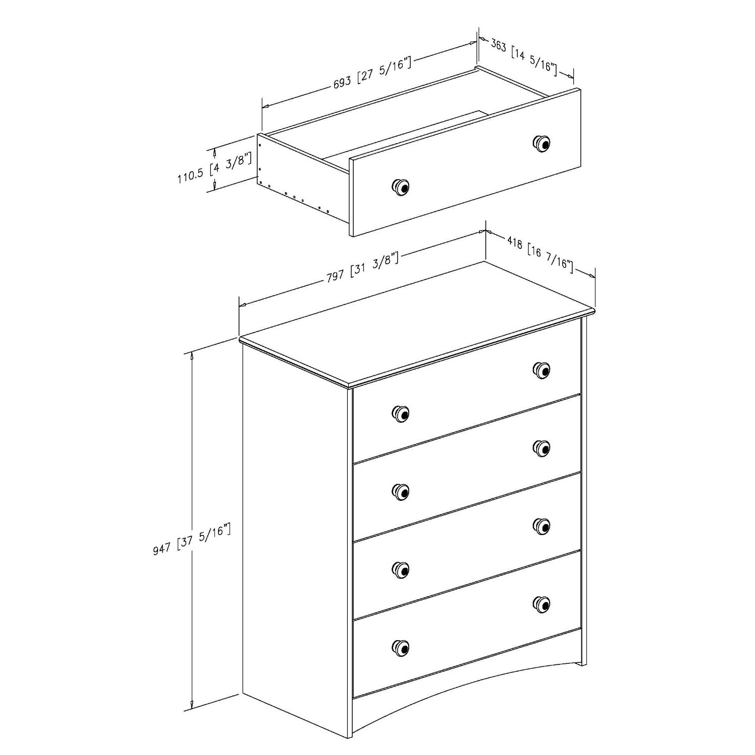 FaFurn - 4-Drawer Chest in Espresso