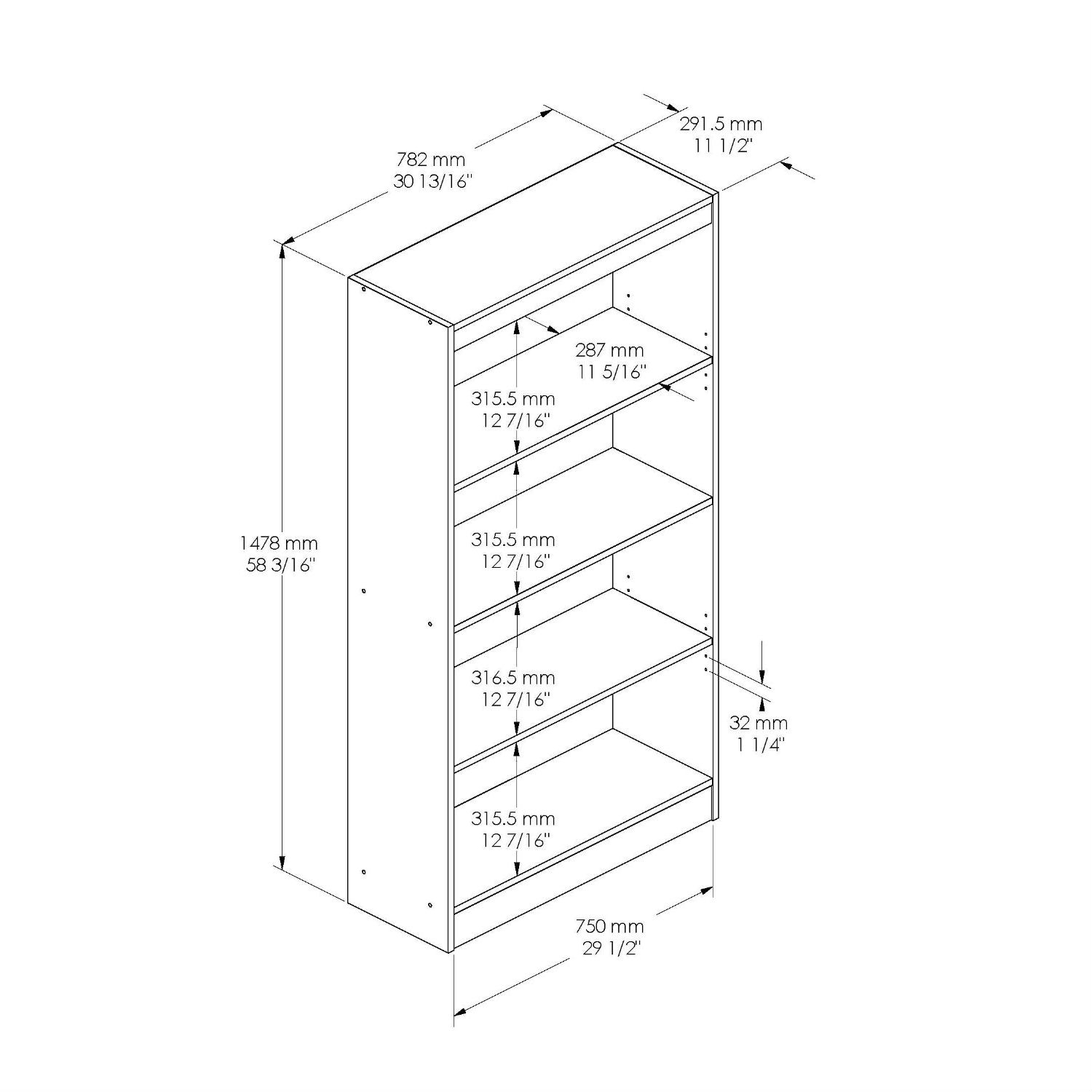 FaFurn™ 4-Shelf Bookcase - Natural Maple, Wood