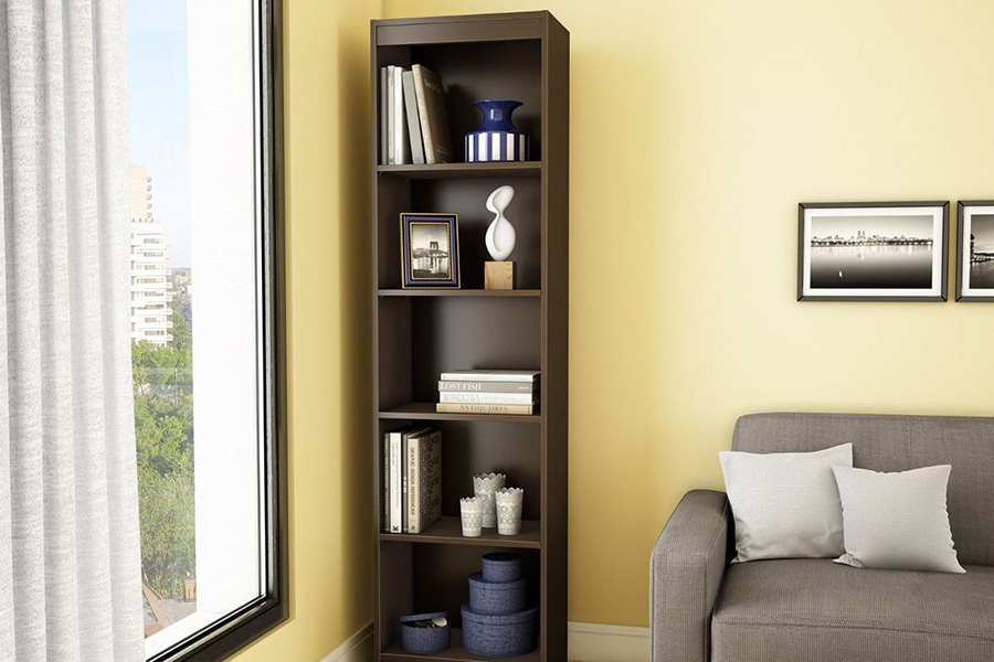 FaFurn 5-Shelf Narrow Bookcase - Chocolate