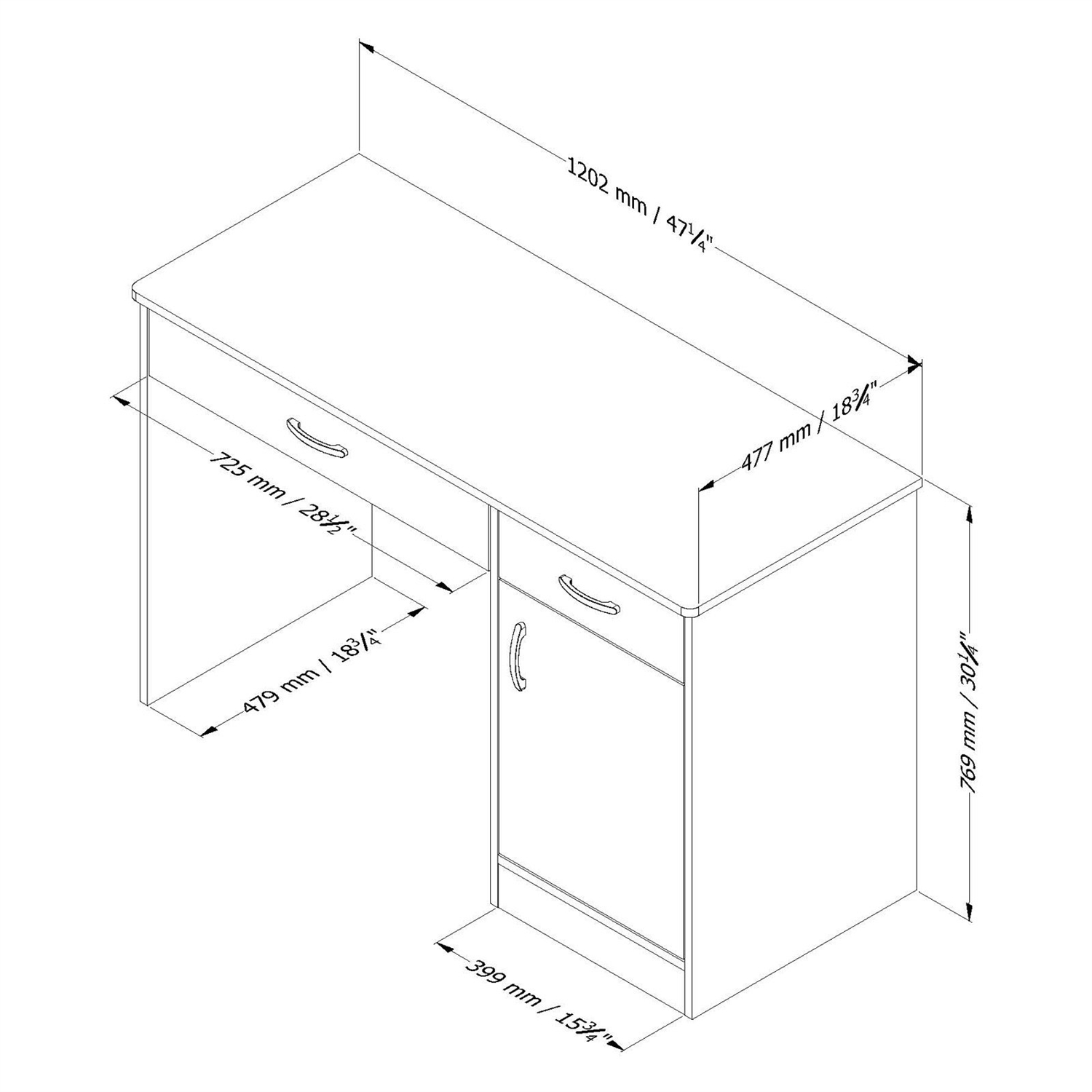 FaFurn - Modern Computer Desk in Royal Cherry, Wood