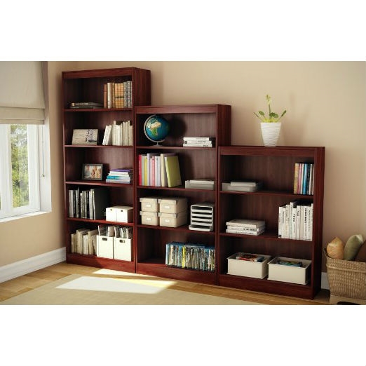 FaFurn - Contemporary 5-Shelf Bookcase in Royal Cherry, Wood