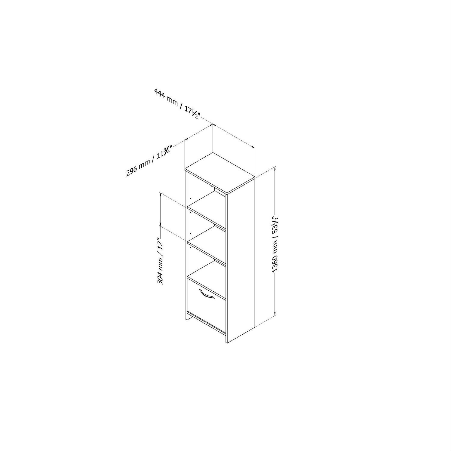 FaFurn - 3-Shelf Bookcase with Bottom Door Storage Space in Chocolate, Wood