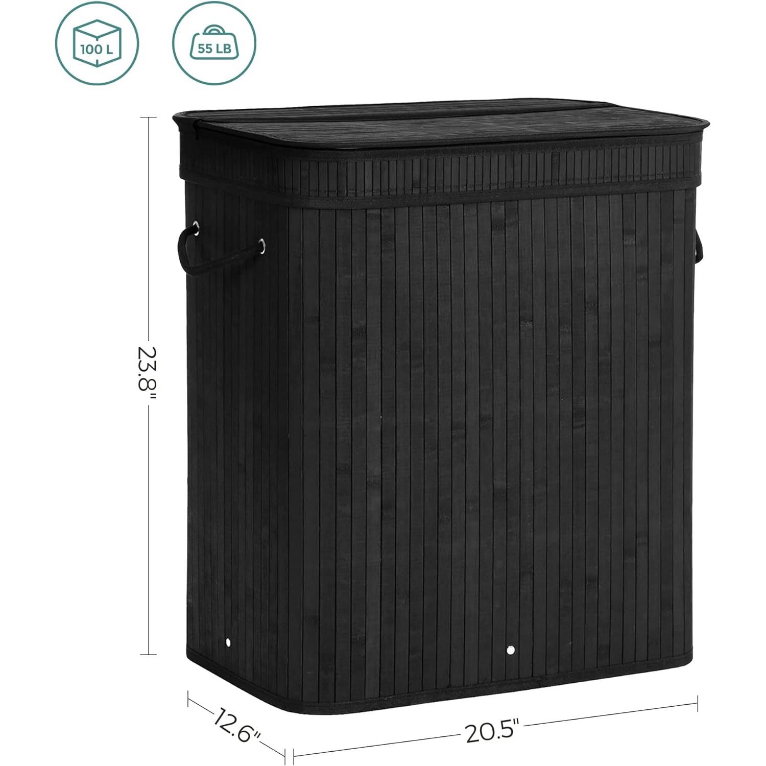 FaFurn - Laundry Hamper Basket with Removable Washable Cotton Bag in Black