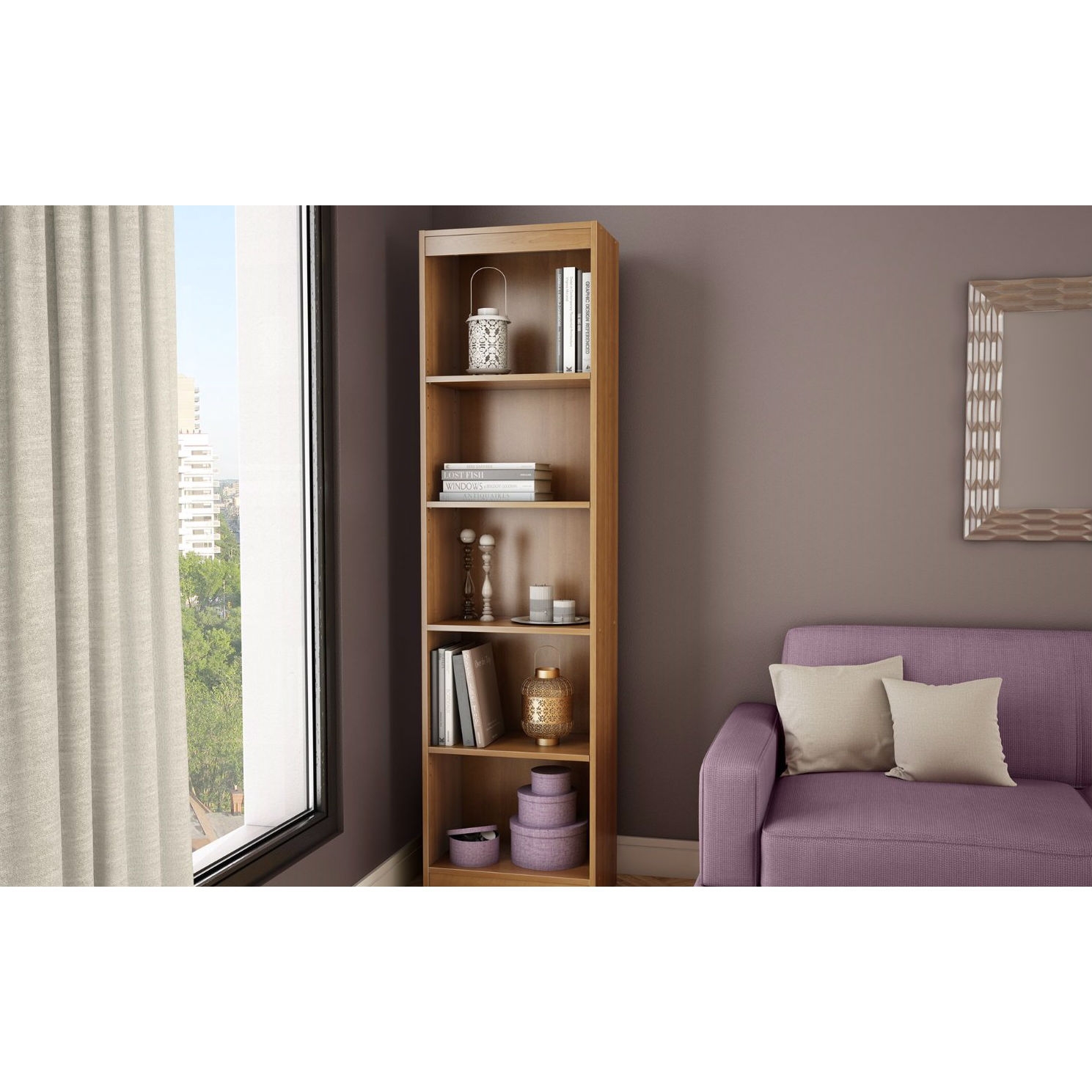 FaFurn - Modern Tall 5-Shelf Bookcase