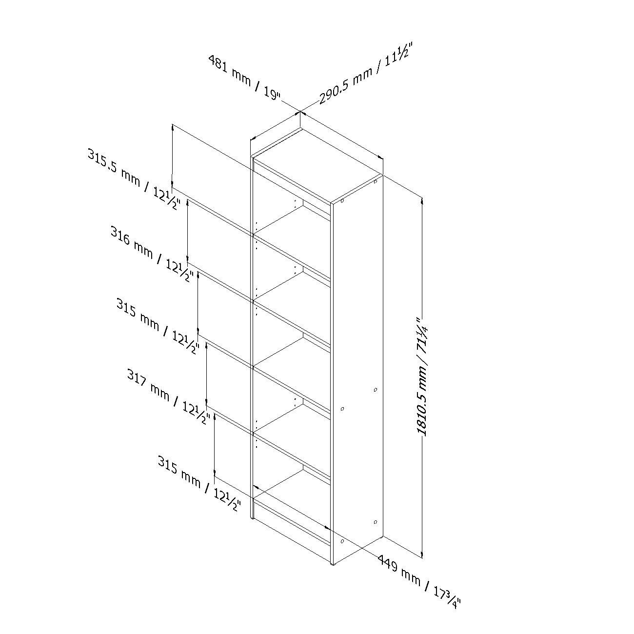 FaFurn Modern Tall 5-Shelves Bookcase with 5-Shelves - Morgan Cherry, Wood