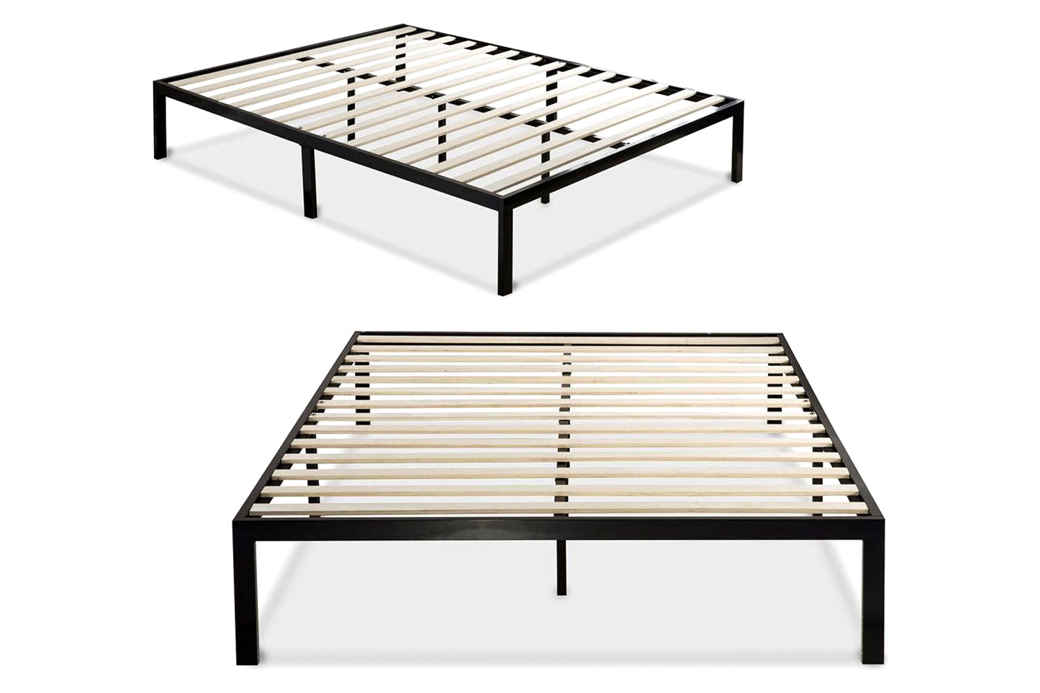 FaFurn - Modern Metal Platform Bed Frame with Wood Slats