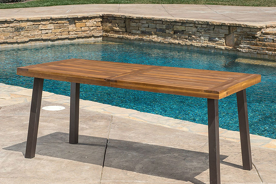 FaFurn - Acacia Wood 69 X 32 Inch Outdoor Patio Dining Table in Teak Finish