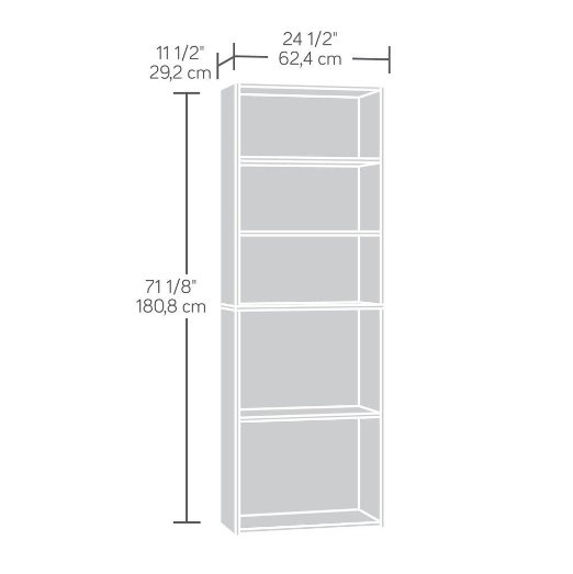 FaFurn - Contemporary 5-Shelf Bookcase in Soft White, Wood