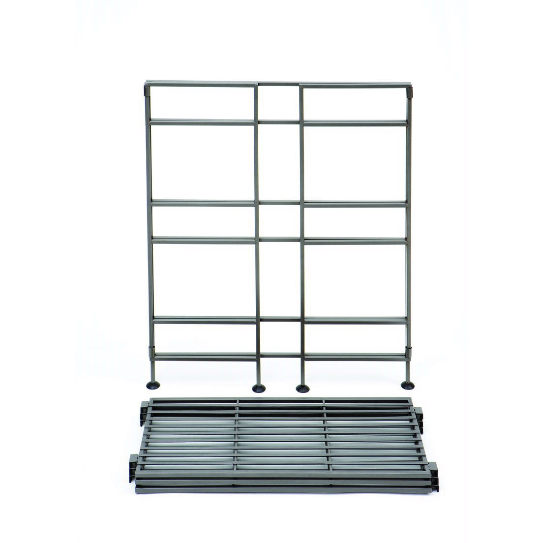 FaFurn - Folding 3-Shelf Bookcase Storage Shelves in Pewter, Iron