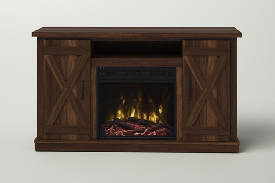 FaFurn Farmhouse TV Entertainment Electric Fireplace - Rustic Espresso