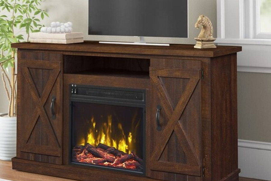 FaFurn Farmhouse TV Entertainment Electric Fireplace - Rustic Espresso