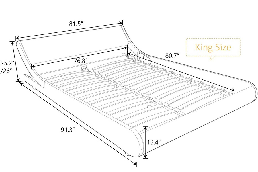 FaFurn Modern Faux Leather Upholstered Platform Bed Frame with Headboard - White, King Size