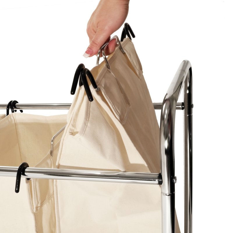 FaFurn - 3-Bag Laundry Hamper Cart in Steel