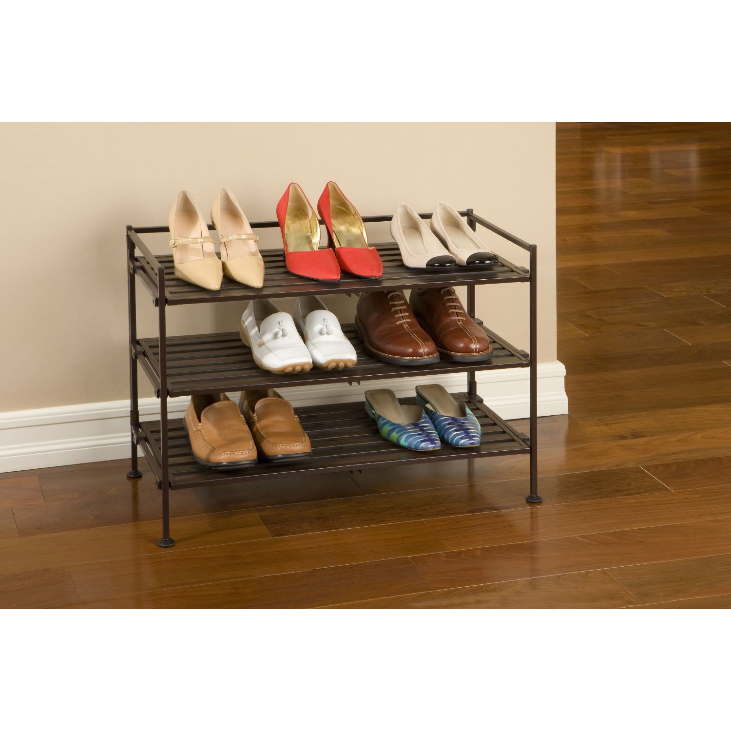 FaFurn Classic Stackable Folding Shoe Rack - Mocha