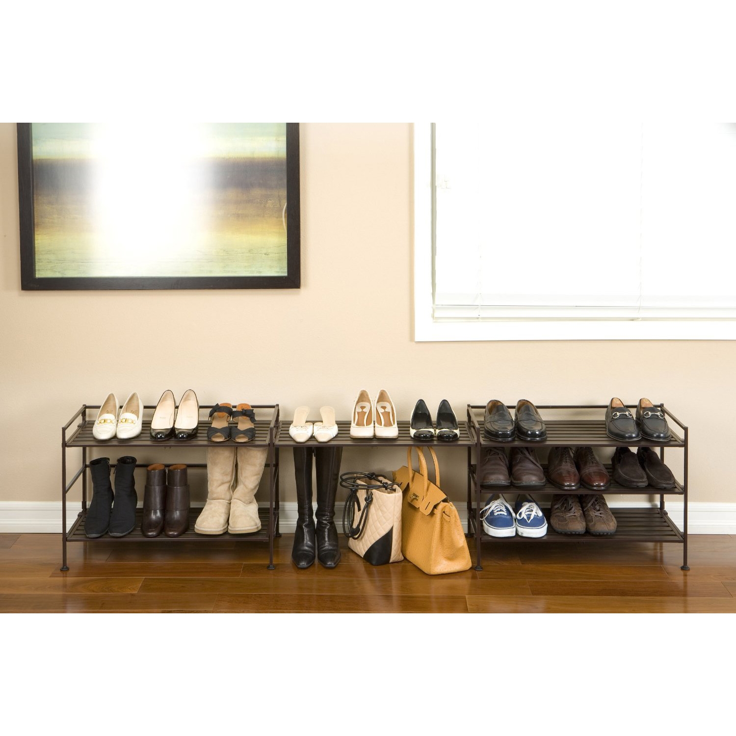 FaFurn Classic Stackable Folding Shoe Rack - Mocha