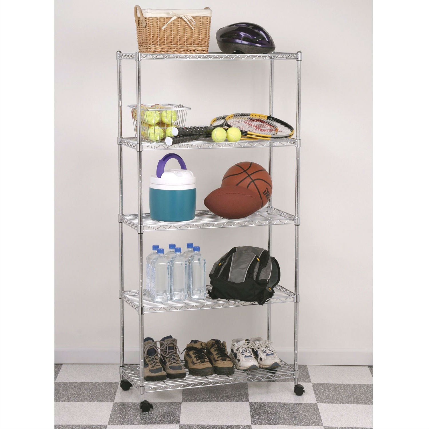 FaFurn - 5-Shelf Storage Shelving Unit with Removable Locking Casters Wheels