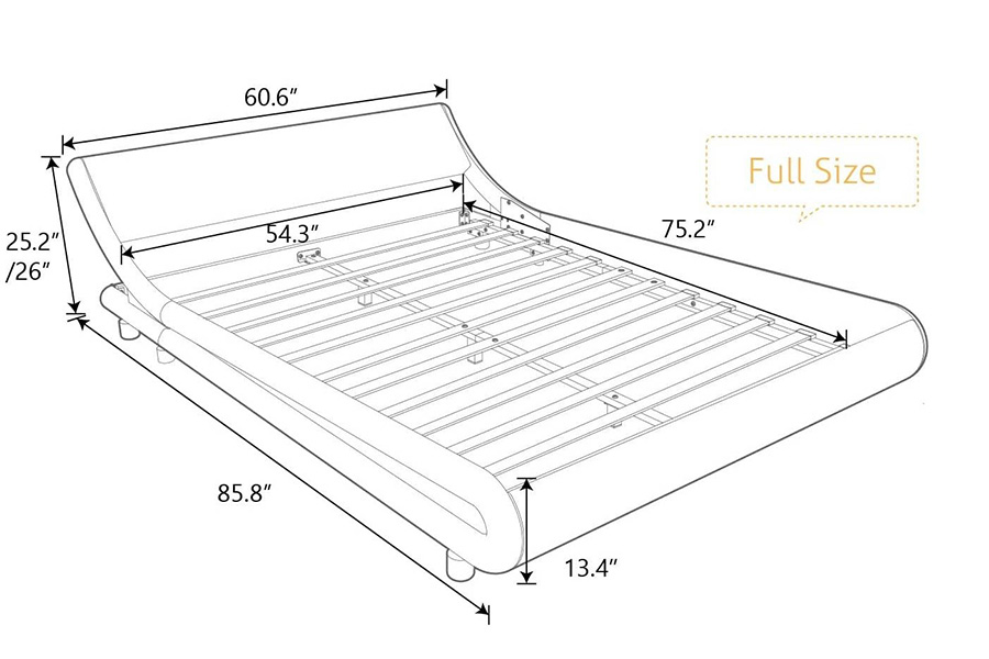 FaFurn Modern Faux Leather Upholstered Platform Bed Frame with Headboard - White, Full Size