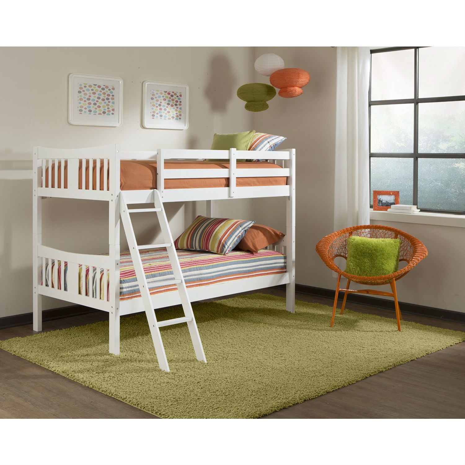 FaFurn - Twin Size Bunk Bed in White, Wood