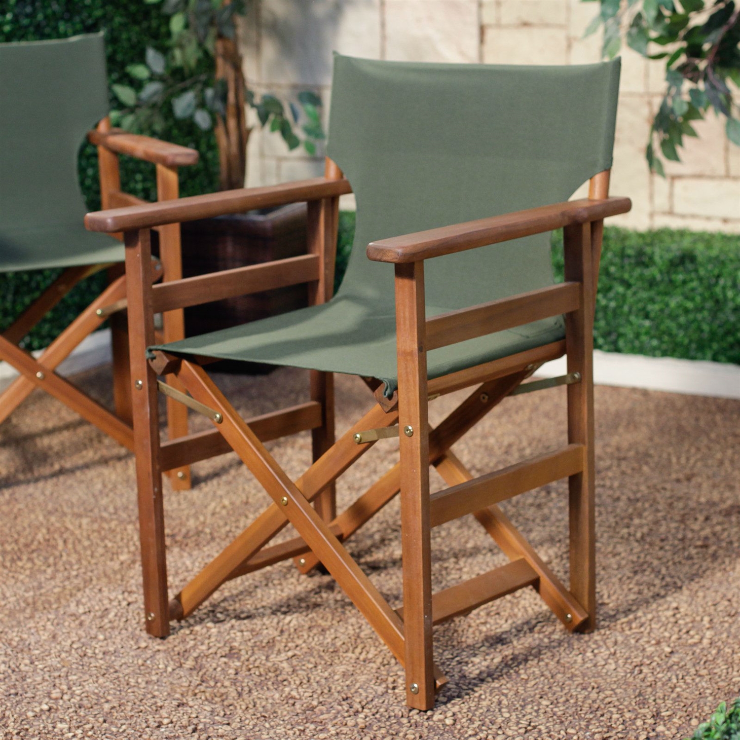 FaFurn - Set of 2 Patio Chairs Set with Fabric Seat in Forest Green, Fabric