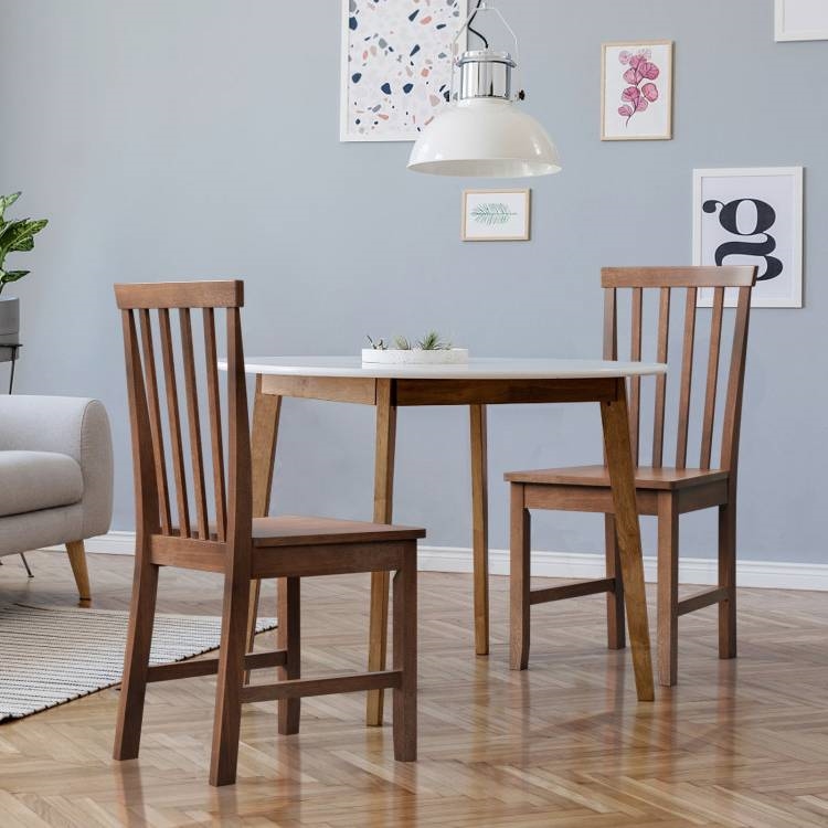 FaFurn - Set of 2 Mission Dining Chairs in Walnut Brown