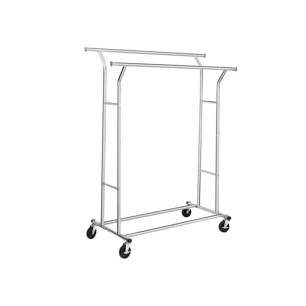 FaFurn - Garment Rack Clothes on Wheels in Silver, Metal, 250 lbs Capacity