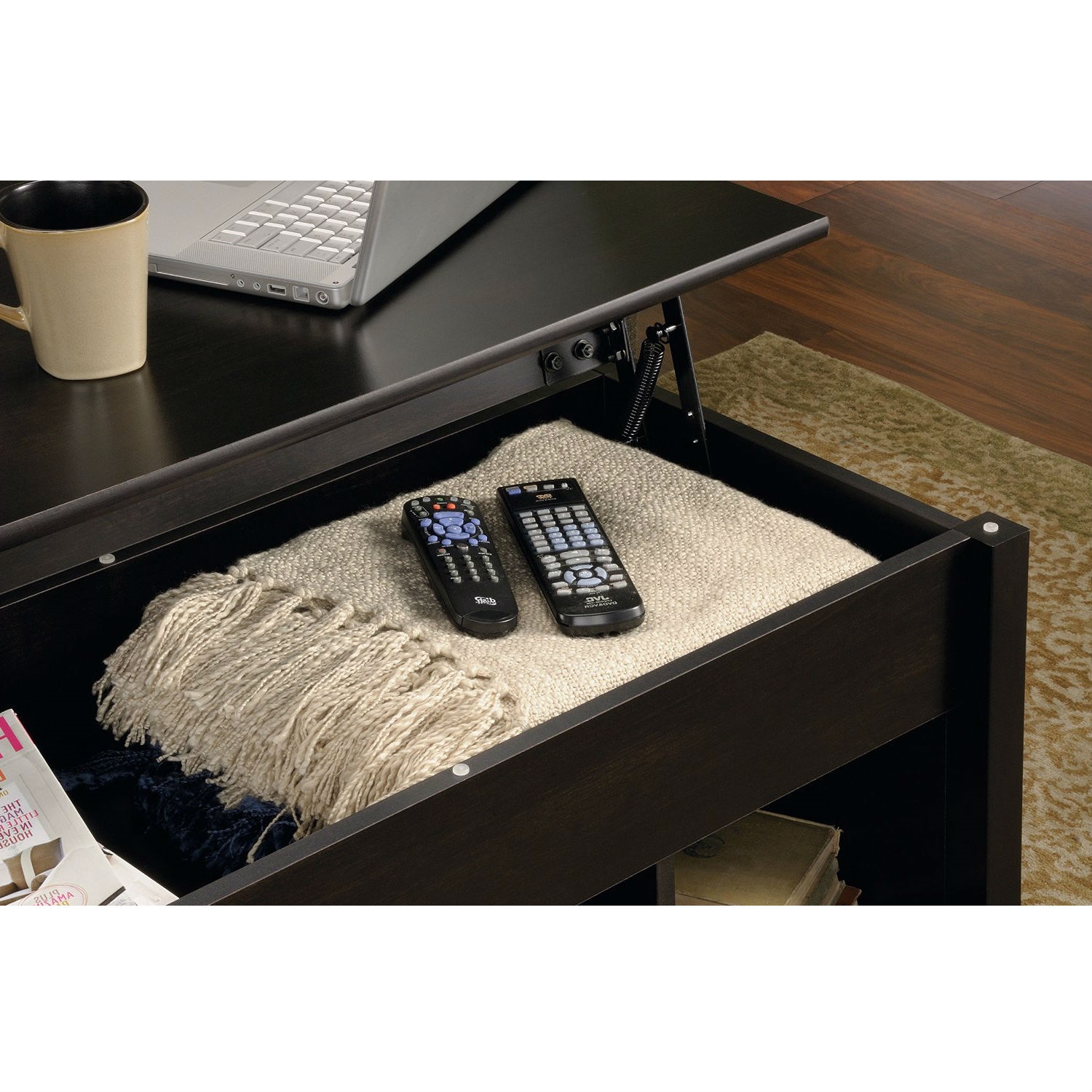 FaFurn™ Coffee Table with Bottom Storage Space - Black, Wood