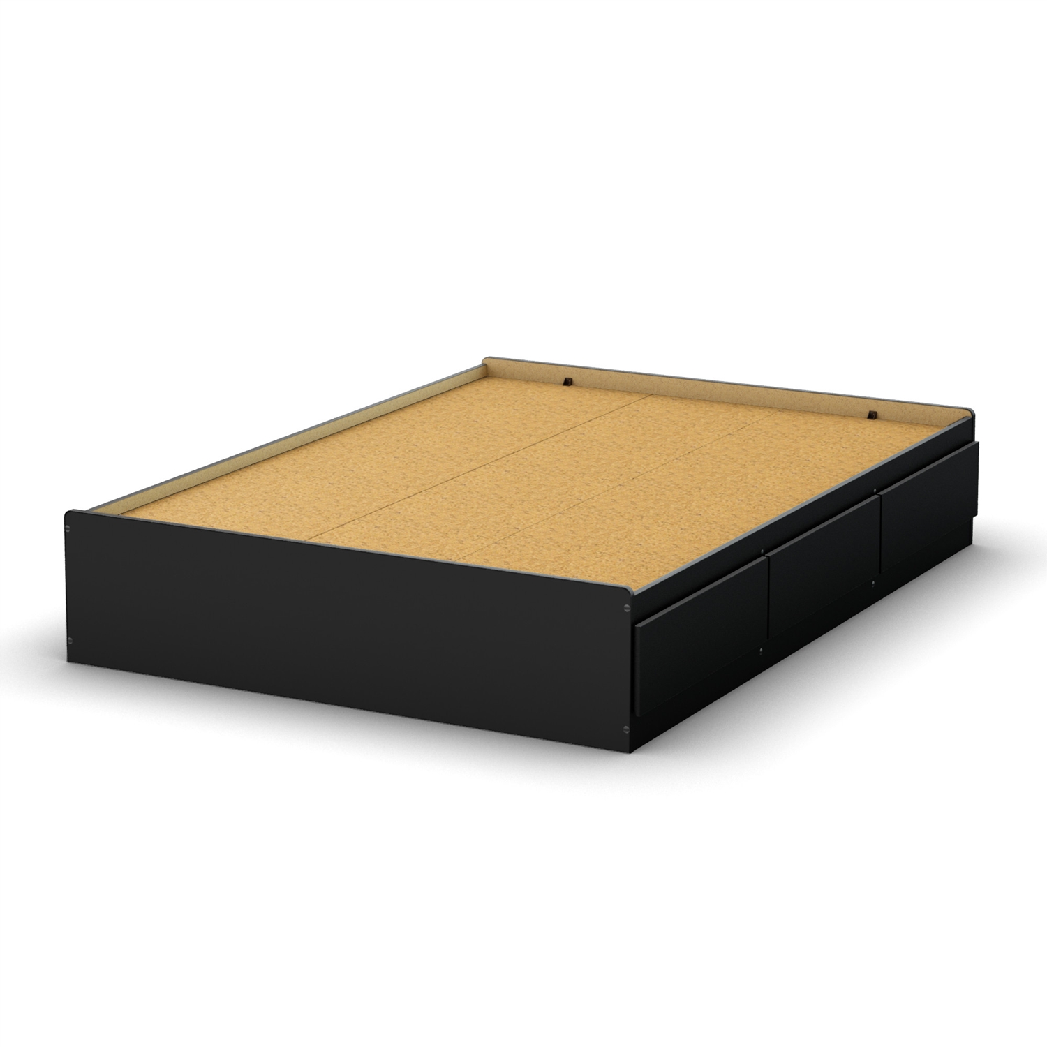 FaFurn - Modern Full Size Platform Bed Frame with 3 Storage Drawers in Black