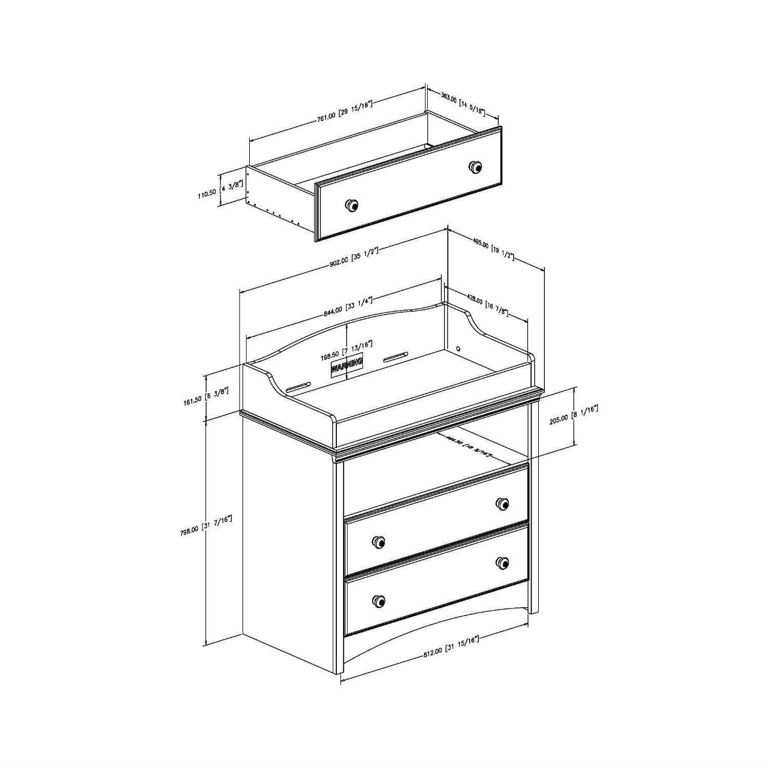 FaFurn - Baby Diaper Changing Table in Royal Cherry