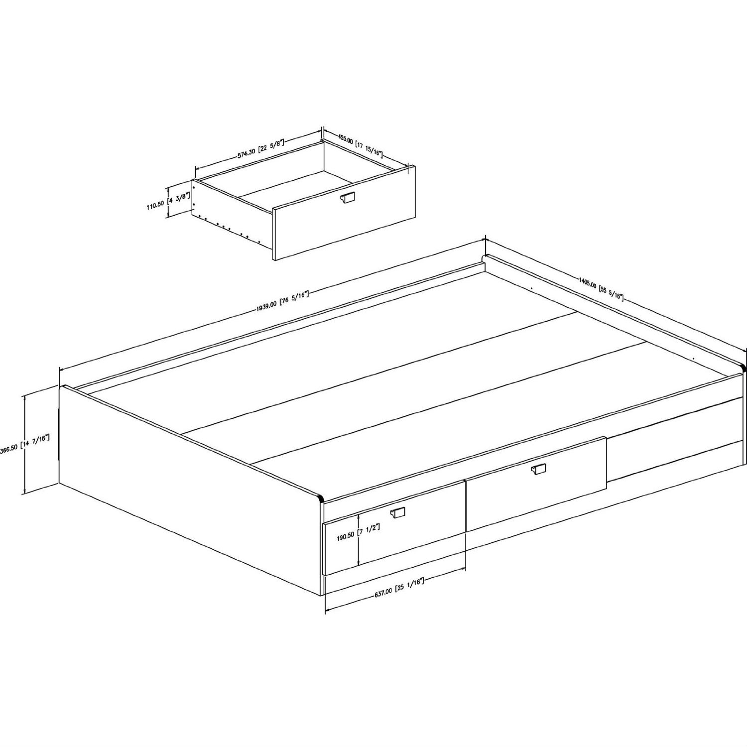 FaFurn - Modern Full Size Platform Bed Frame with 4 Storage Drawers in Black