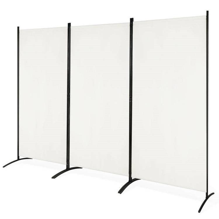 FaFurn 3-Panel Room Divider Screen with Steel Base and Heavy Duty Hinges - White