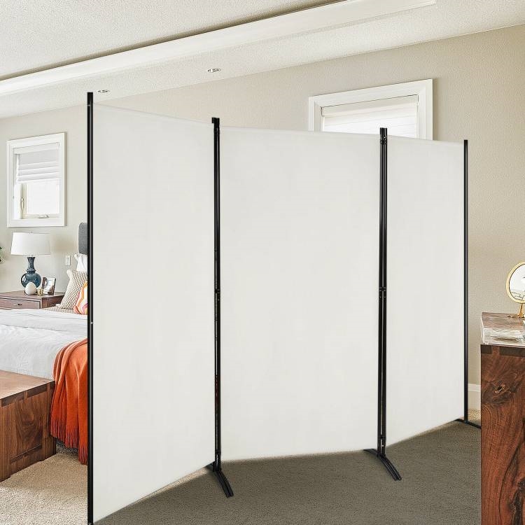 FaFurn 3-Panel Room Divider Screen with Steel Base and Heavy Duty Hinges - White