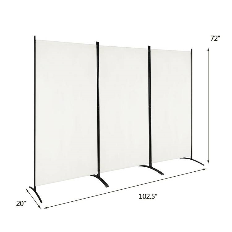 FaFurn 3-Panel Room Divider Screen with Steel Base and Heavy Duty Hinges - White