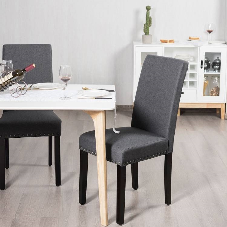 FaFurn - Set of 2 Dining Chairs in Gray