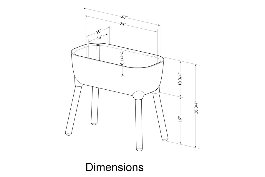 FaFurn Scandinavian Elevated Raised Smart Drainage Planter Bed - Pewter