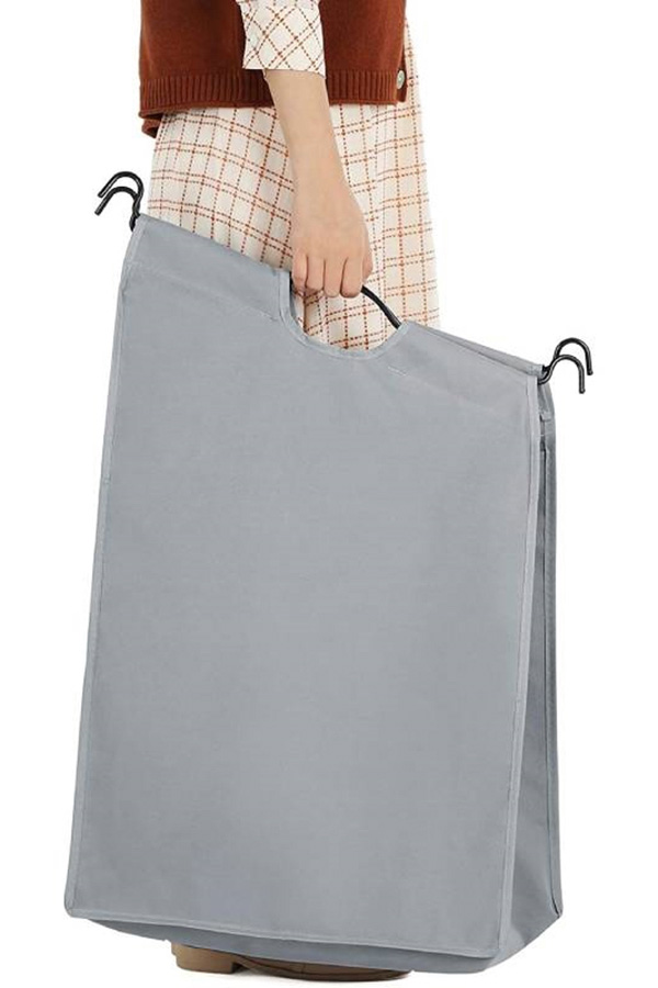 FaFurn - Gray 4-Bag Laundry Cart Hamper with Hanging Garment Rack Bar