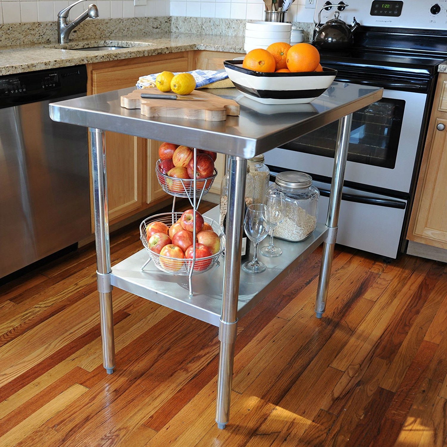 FaFurn - Workbench Prep Table in Silver, Stainless Steel