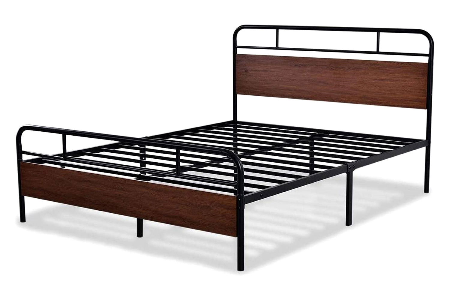 FaFurn Industrial Metal Wood Platform Bed Frame with Headboard and Footboard - Full Size