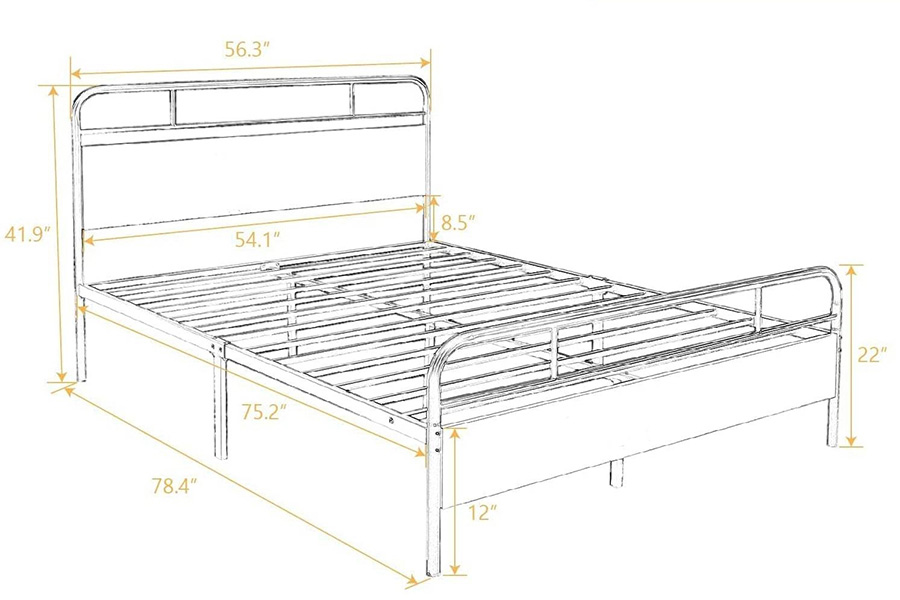 FaFurn Industrial Metal Wood Platform Bed Frame with Headboard and Footboard - Full Size