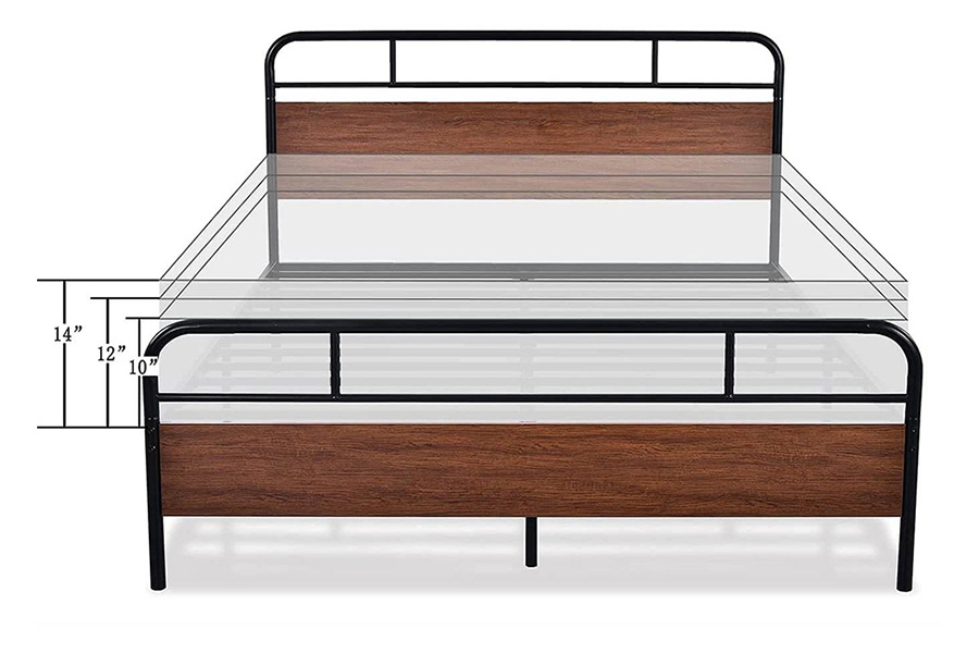 FaFurn Industrial Metal Wood Platform Bed Frame with Headboard and Footboard - Full Size