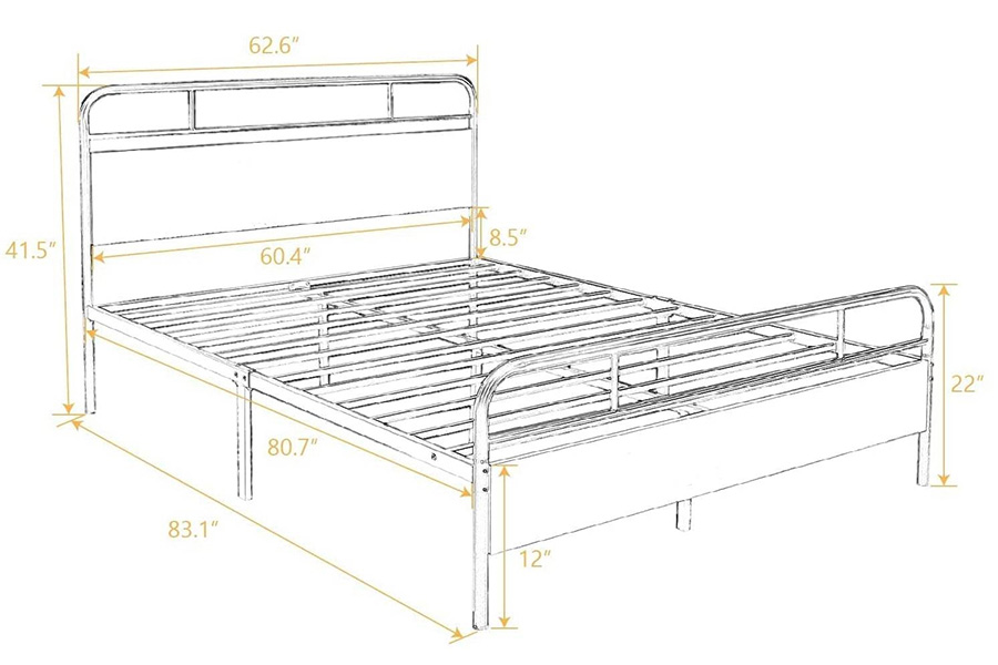 FaFurn Industrial Metal Wood Platform Bed Frame with Headboard and Footboard - Queen Size