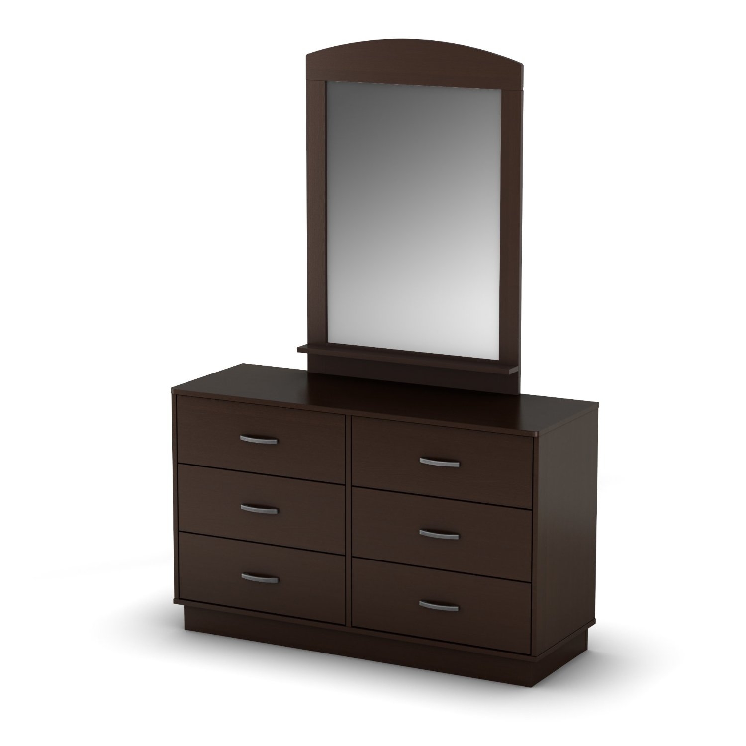 FaFurn - Modern Double Dresser with 6 Drawers in Chocolate, Wood