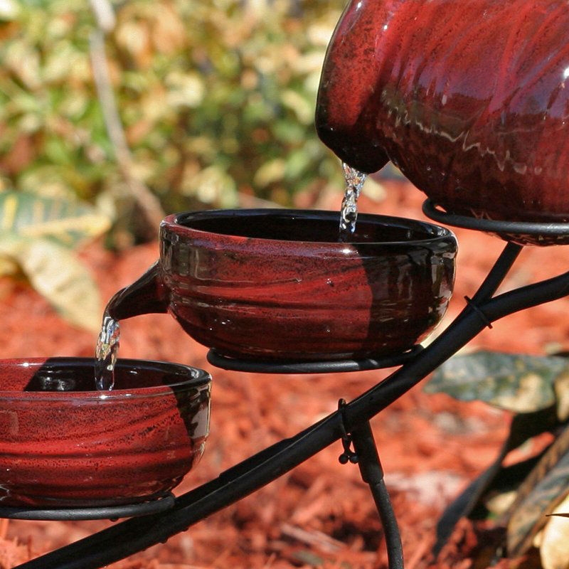 FaFurn - 5-Tier Fountain with Solar Pump in Ceramic