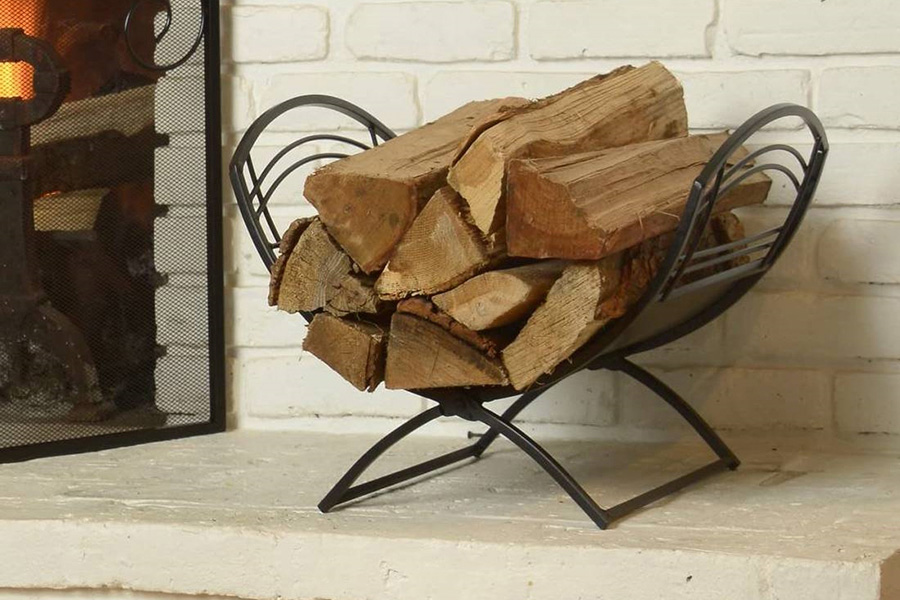 FaFurn Black Metal Indoor Outdoor Farmhouse Firewood Holder Log Rack