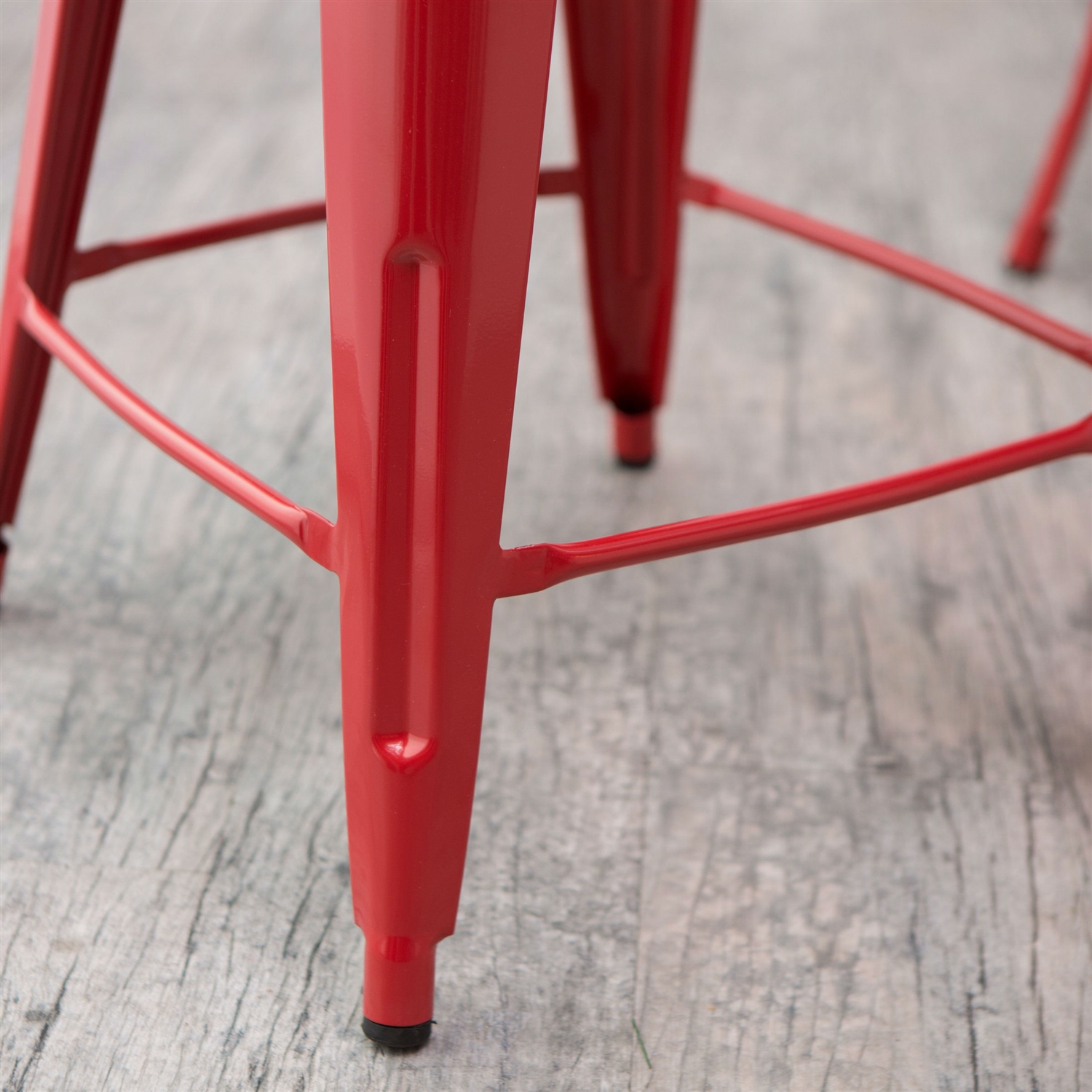 FaFurn - Set of 2 Modern Barstool in Red Powder Coat