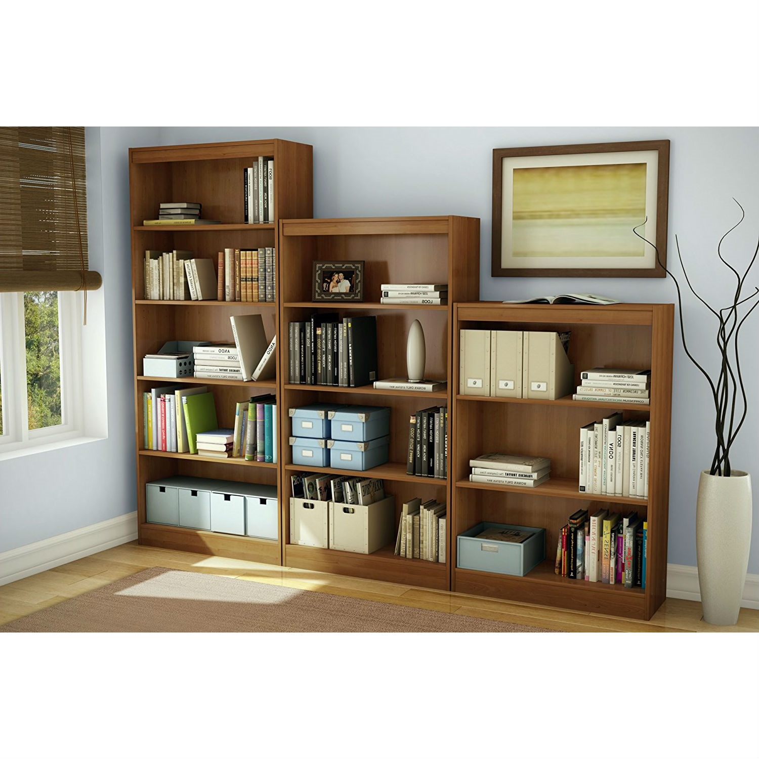 FaFurn 4-Shelf Bookcase - Cherry, Wood