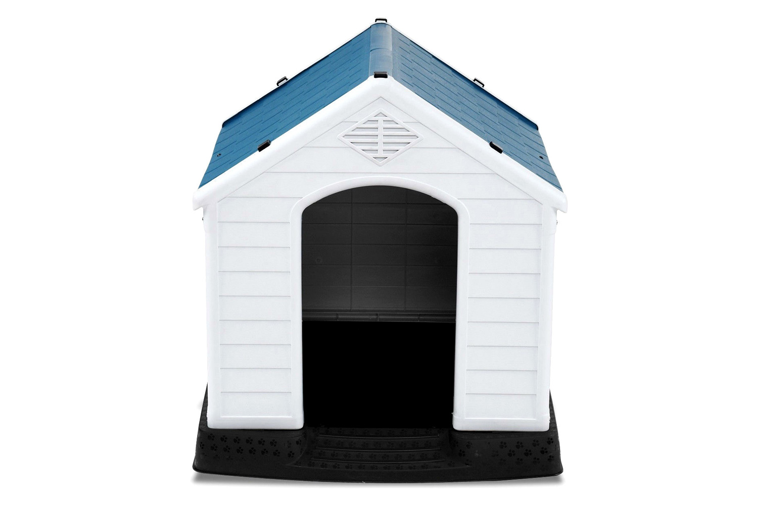 FaFurn - Small Outdoor Heavy Duty Blue and White Plastic Dog House