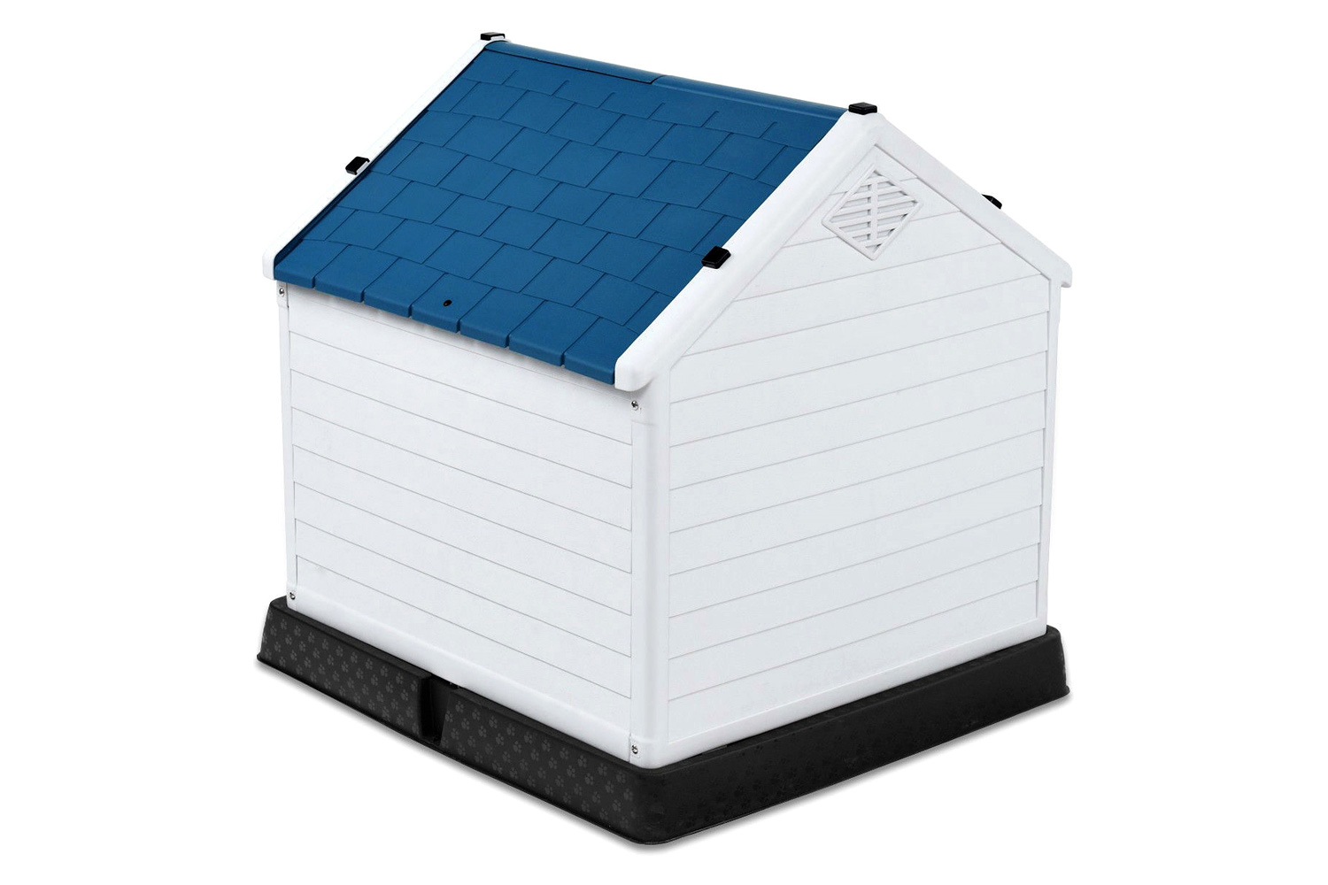 FaFurn - Small Outdoor Heavy Duty Blue and White Plastic Dog House